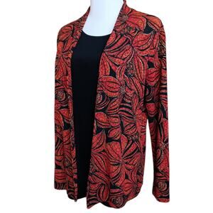 JM COLLECTION Dressy Blouse Top Jacket Combo Petite M Slinky Floral Gold Event